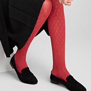 Red micro diamonds tights made in Italy NWT